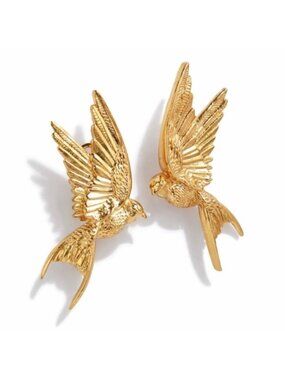 New! 14K Gold Plated Sparrow Bird Earrings (3041) NWOT